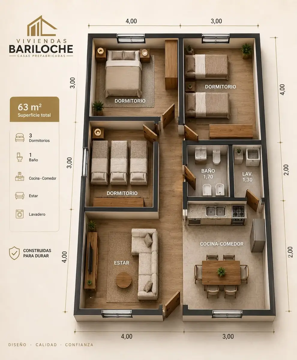 Casa 63 m² de Viviendas Bariloche